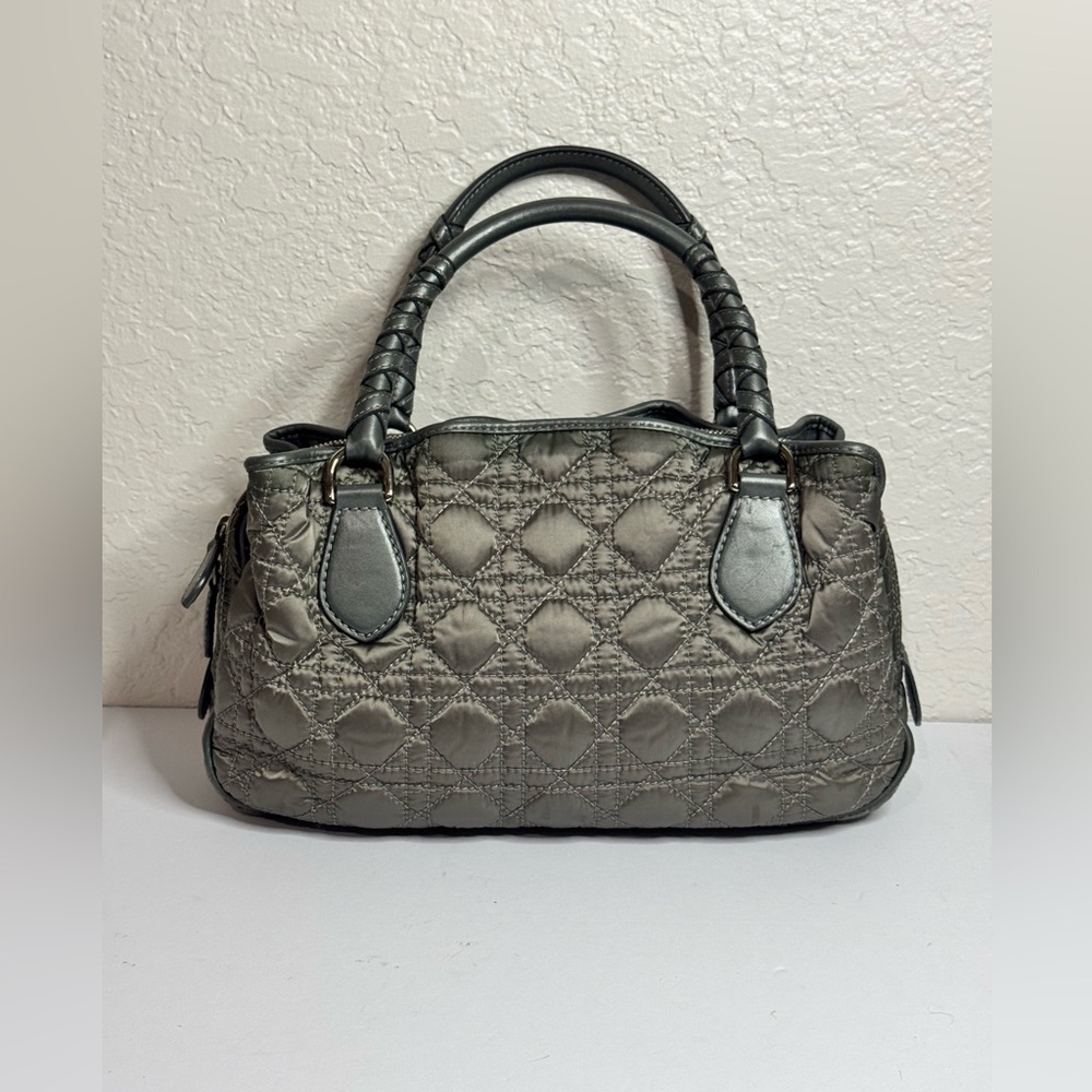 Christian Dior Vintage Iconic Cannage Lady Boston Bag in Metallic Grey - Picture 5 of 16